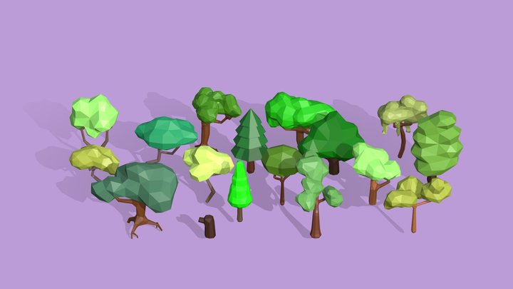 Stylized Low Poly Tree Pack 3D Model