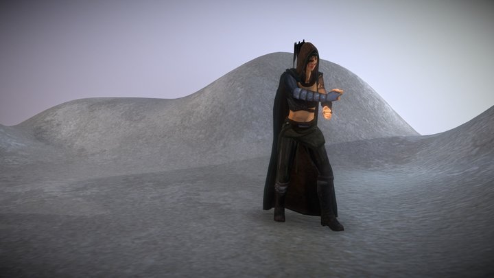 Worrier Woman in Action - Great Sword Slash 3D Model