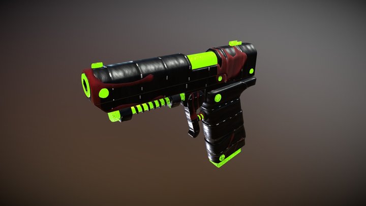 Semi-Automatic Pistol Toxic Blood 3D Model