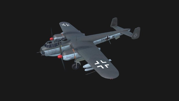 Dornier Do-217 E5 + Hs-293 missiles 3D Model