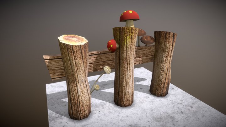 Fence+ Mushroom 3D Model
