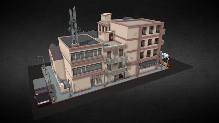 low poly city block 3D Model