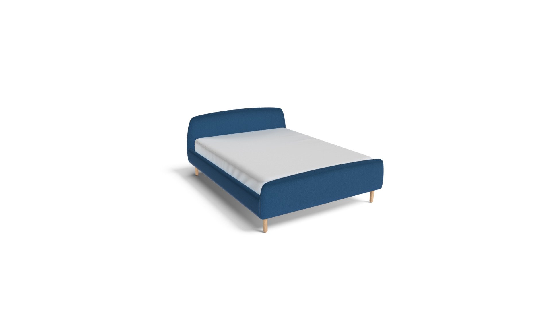 Jonah Double Bed With Footboard, Cobalt Velvet