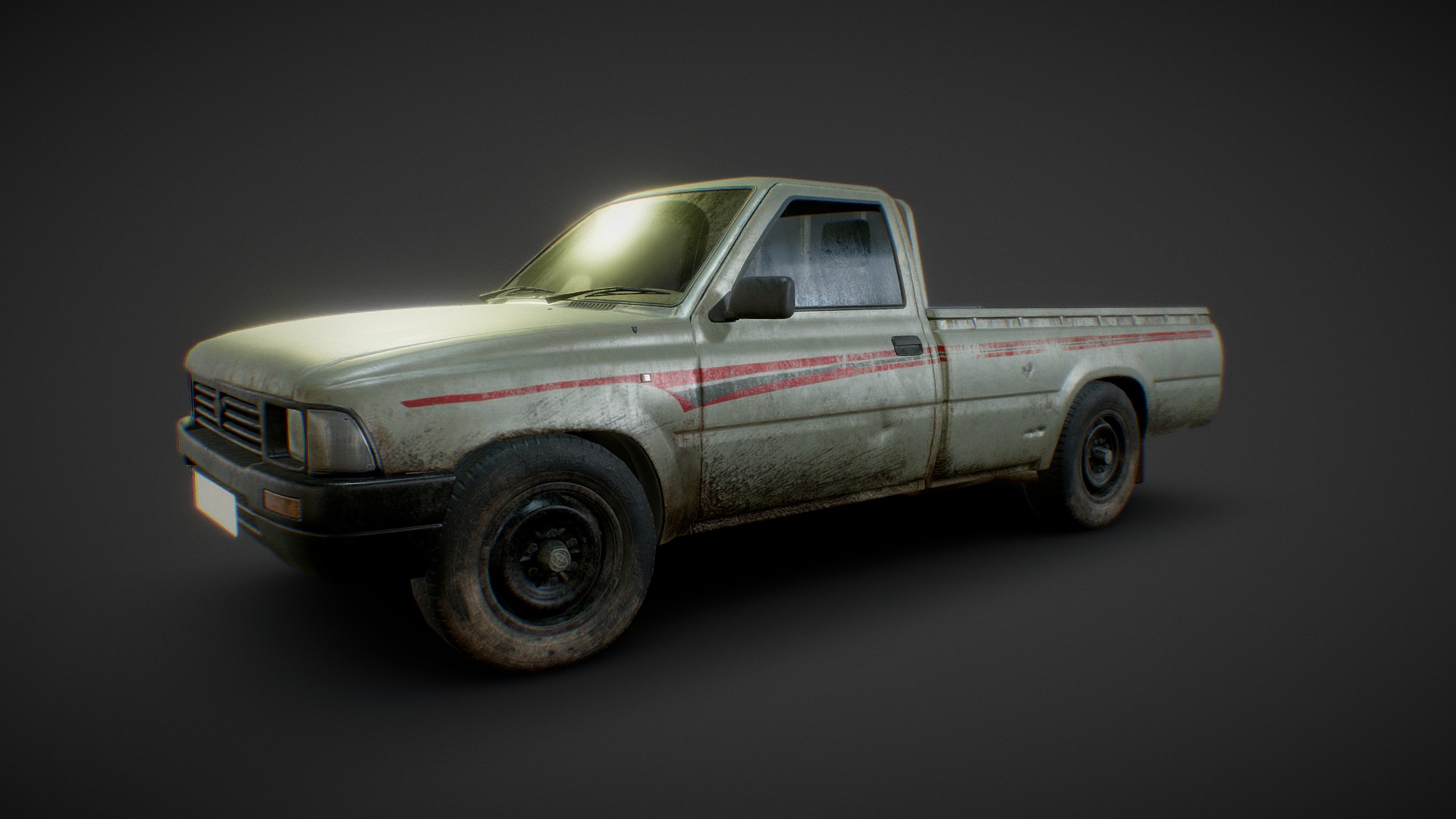 3D model Hilux - This is a 3D model of the Hilux. The 3D model is about a white and red car.