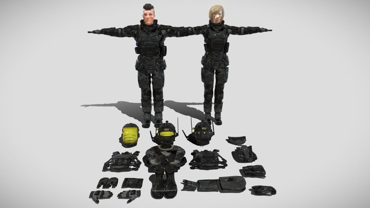 Sci-fi suit LC-1 modular pack 3D Model