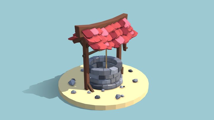 Low Poly Medieval Well 3D Model