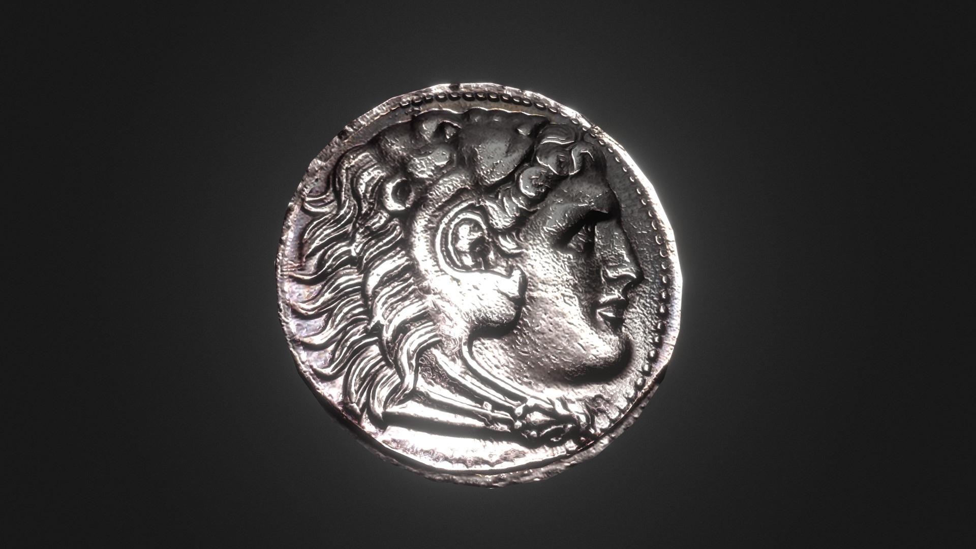 3D model Alexander The Great Coin - This is a 3D model of the Alexander The Great Coin. The 3D model is about a coin with a face on it.