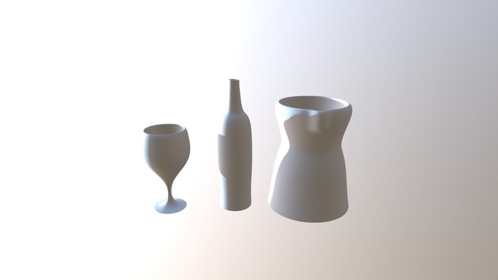 Glass, Bottle, and Pitcher 3D Model