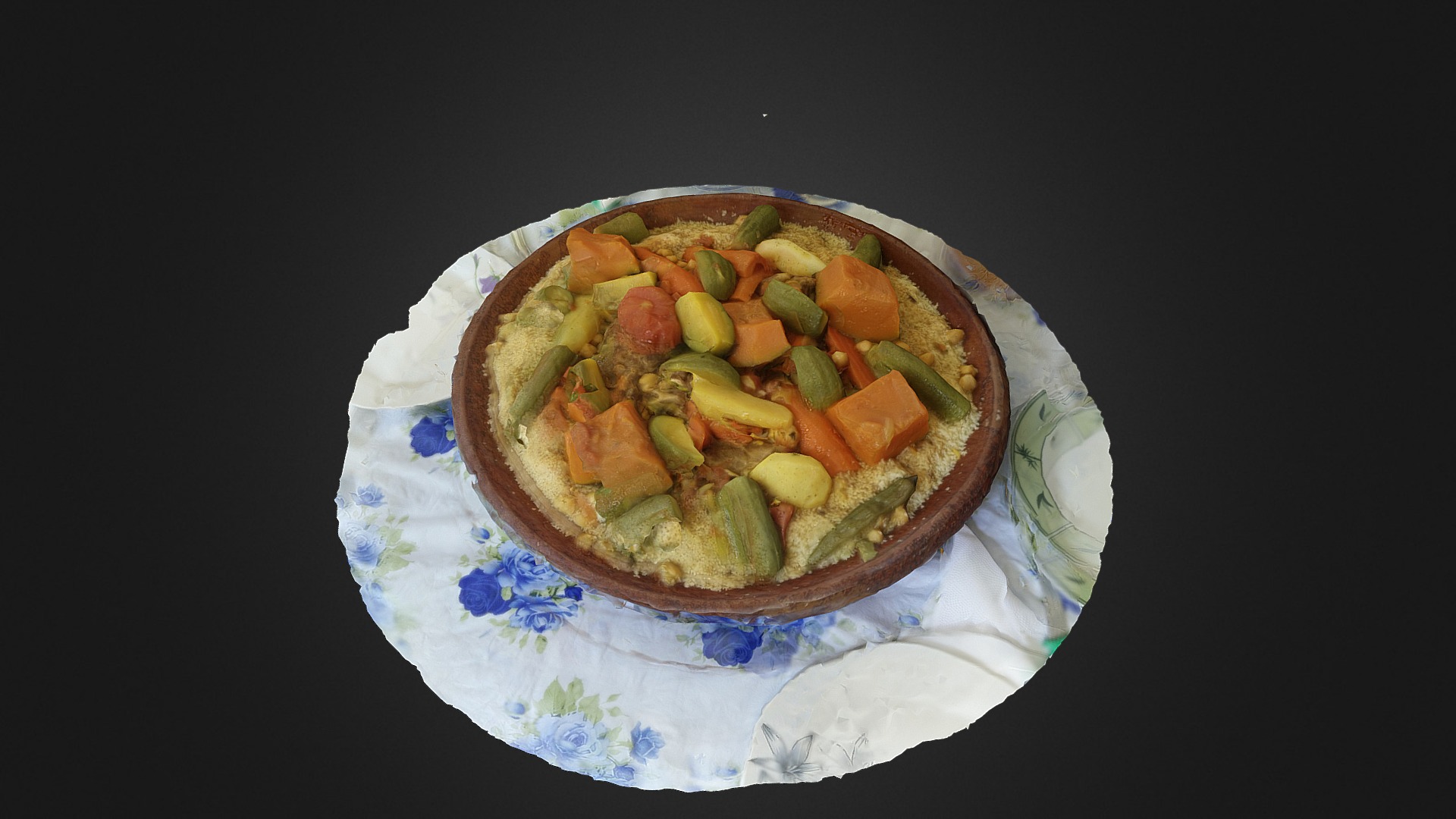 3D model Latifah’s couscous - This is a 3D model of the Latifah's couscous. The 3D model is about a bowl of food.