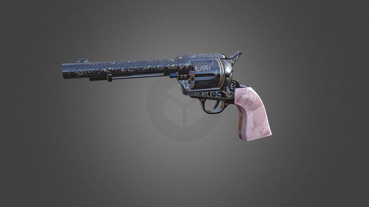 SAA Revolver: Engraved Ivory (high poly) Update 3D Model