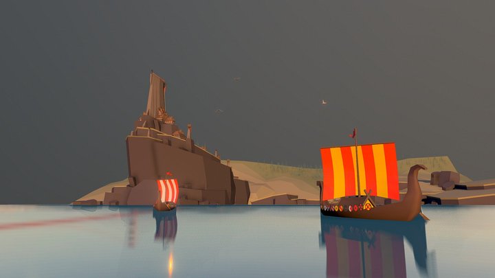 Fantasy Viking Settlement 3D Model