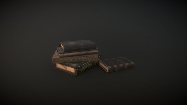 Stack Of Old Books 3D Model