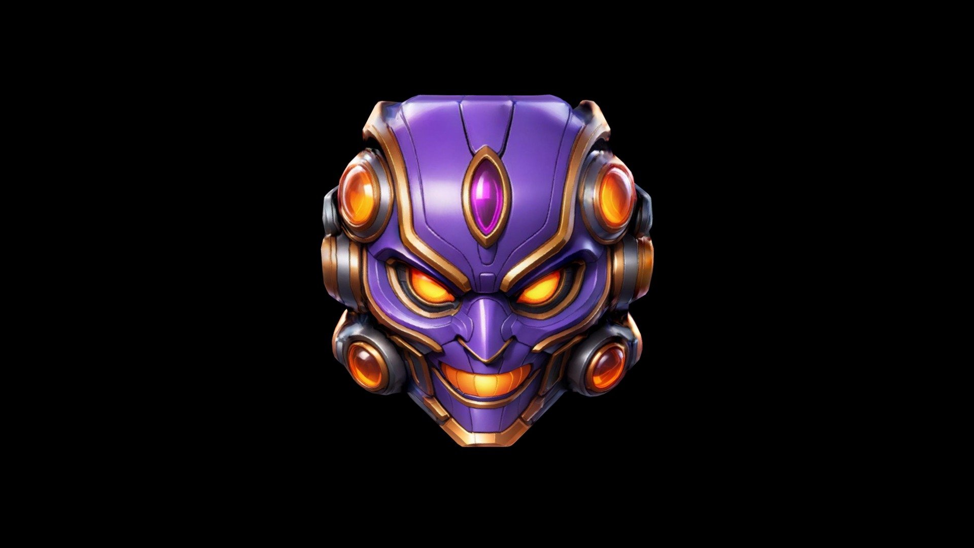 A close-up image of a purple and orange robot he - Download Free 3D ...