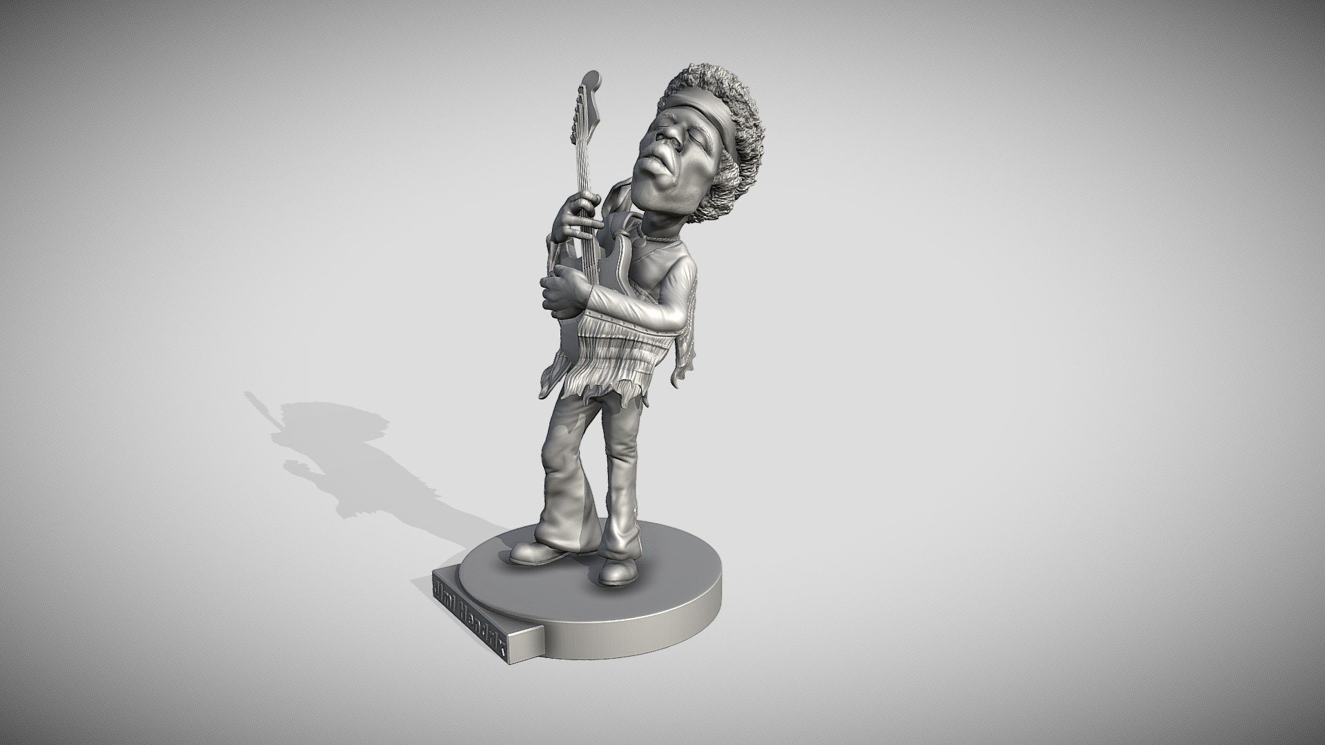 Jimi Hendrix caricature model - 3d printing - Buy Royalty Free 3D model ...