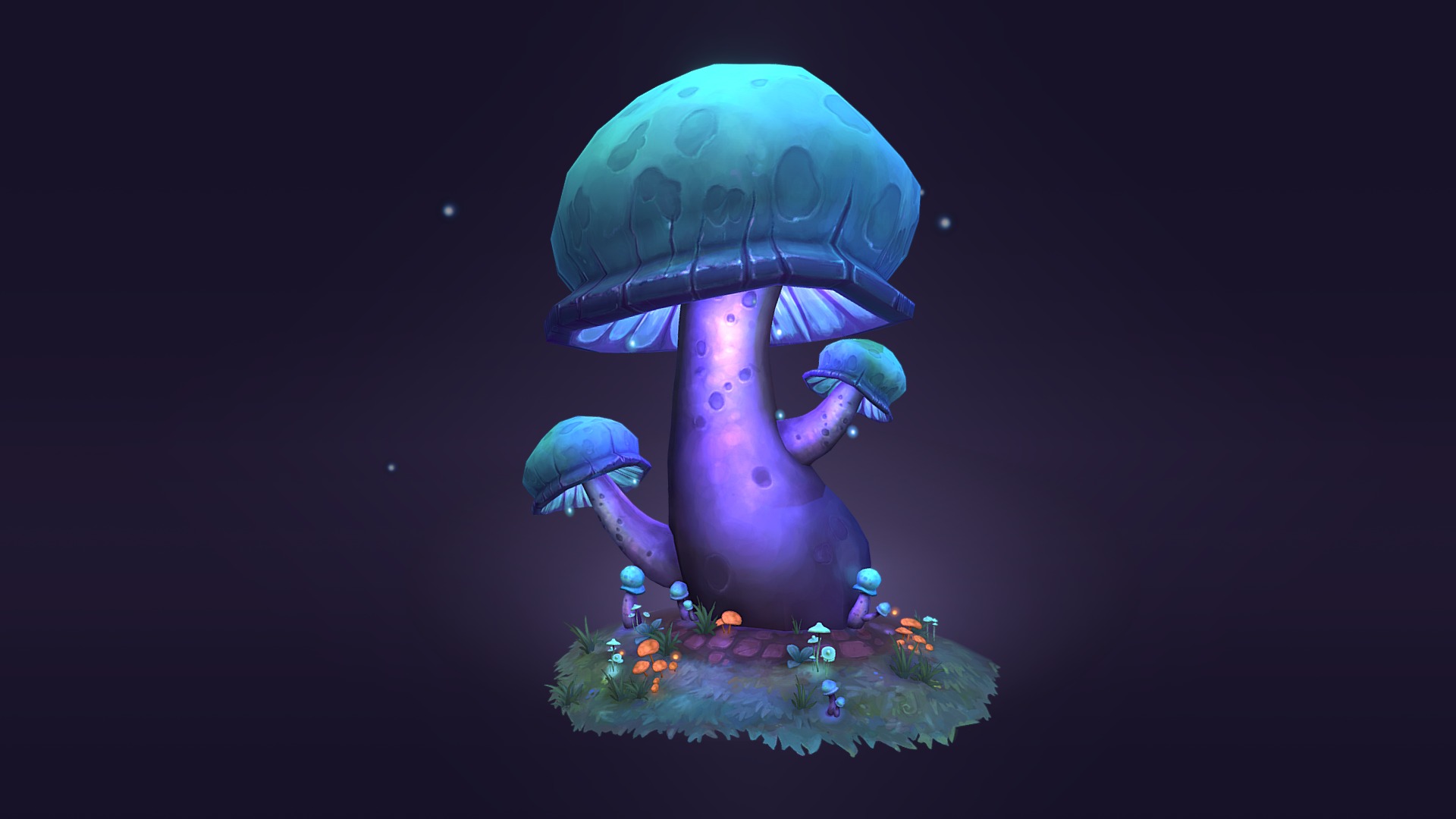 Handpainted Melongena Cap Mushroom - 3D model by Curlscurly [c6d2320 ...