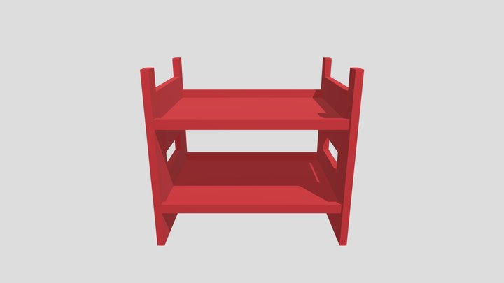 Low Poly Desk Shelf Organizer 3D Model