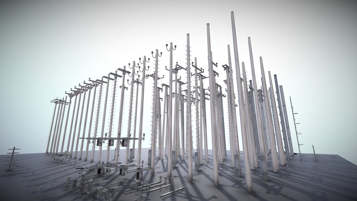 Concrete-electricity-pylon 3D models - Sketchfab