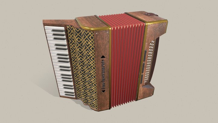 Antique Accordion 3D Model