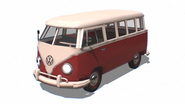 VW T1 style Bus Free 3D Model
