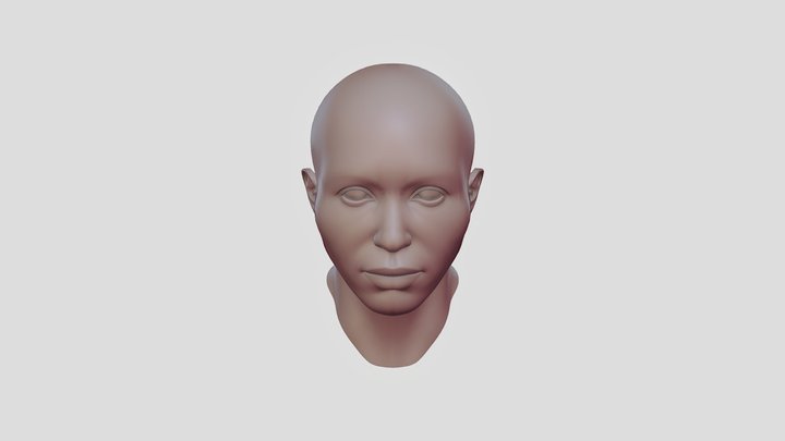Female asian 3d head Base Mesh - Head part 3D Model