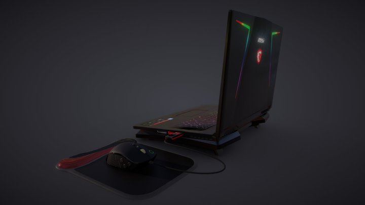 Laptop and mouse 3D Model