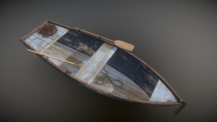 Wooden fishing boat 3D Model