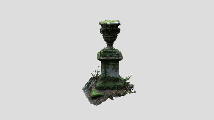 Stone Garden Urn (Moss-covered) 3D Model