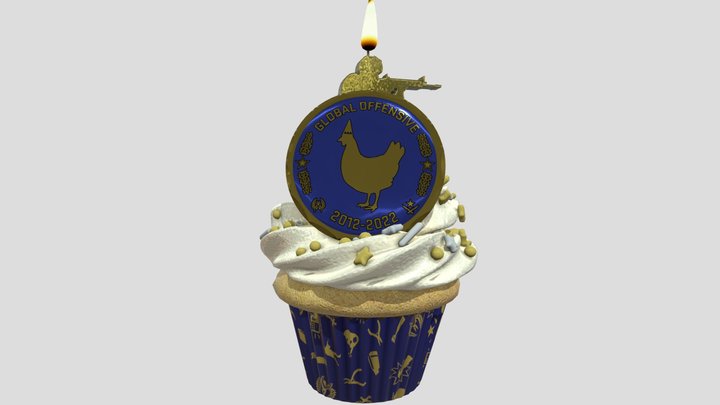 CS:GO Cupcake 10 Year Birthday Coin 3D Model
