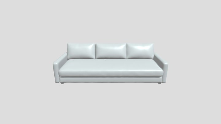 Three-seater modern velvet sofa 3D Model