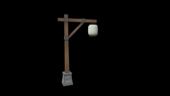 Lantern pole with a paper lantern 3D Model