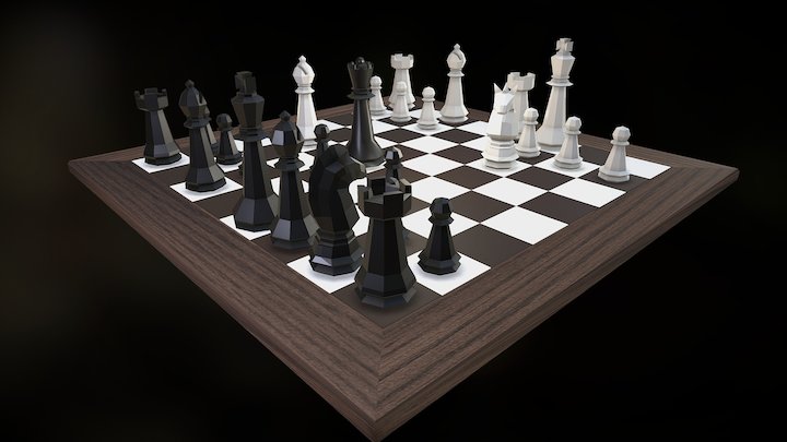 Low Poly Chess Set 3D Model
