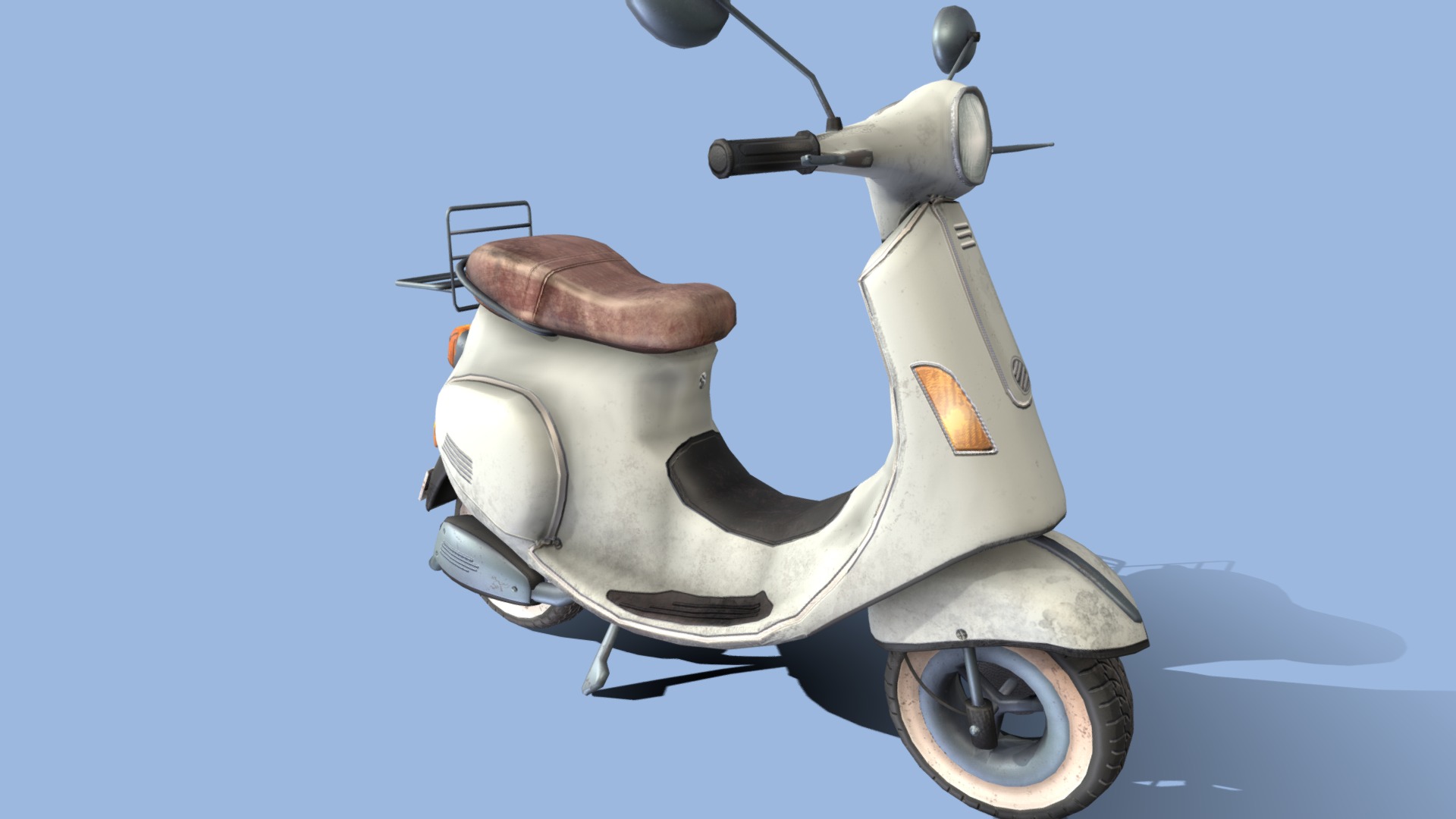 3D model White motorbike - This is a 3D model of the White motorbike. The 3D model is about a scooter with a seat.