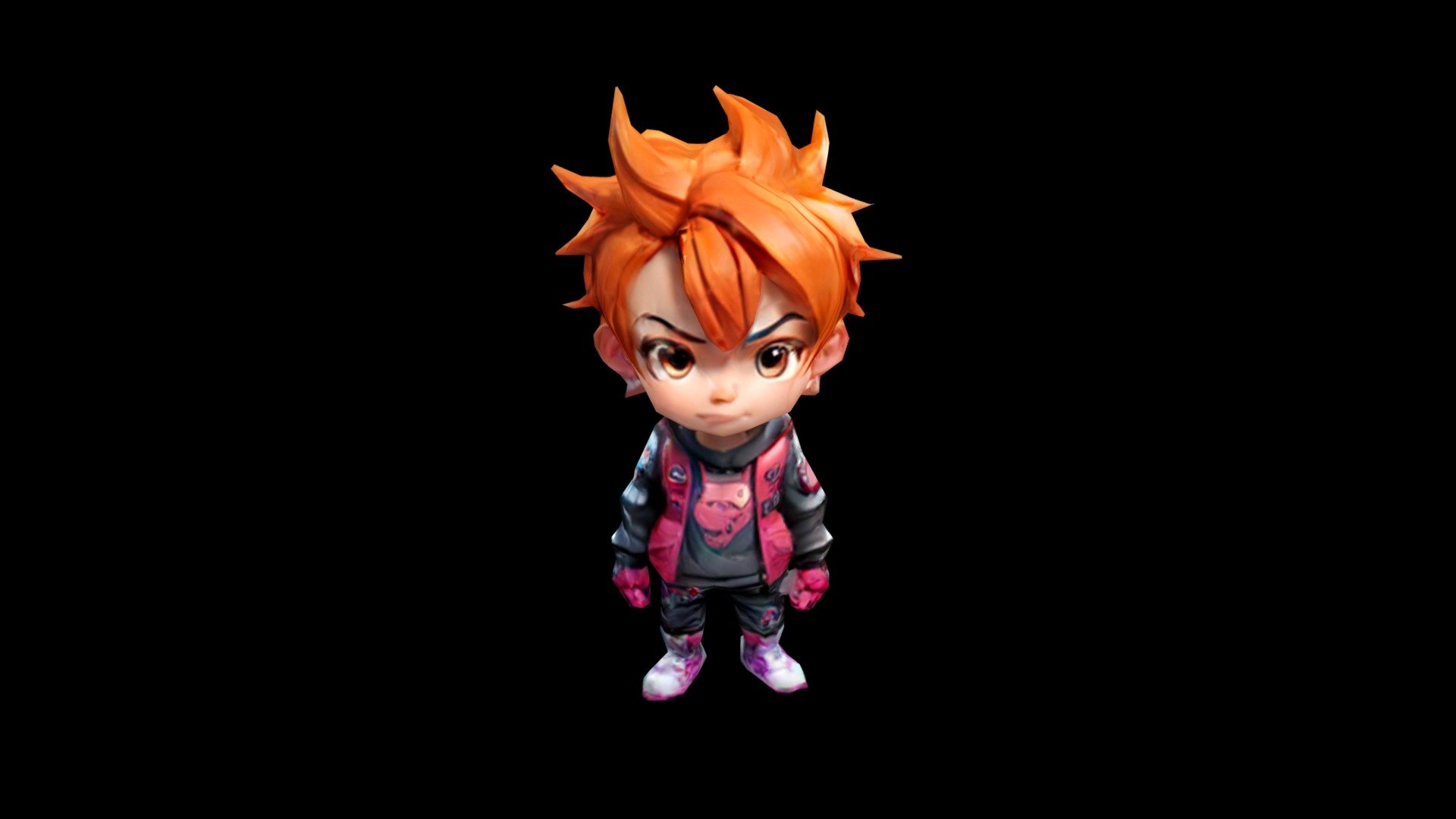 A stylized anime character with short, spiky ora