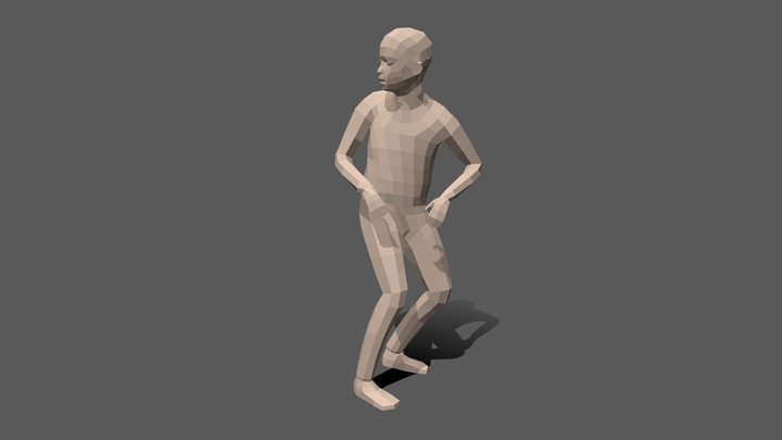 Low Poly Kid Looking Back 3D Model