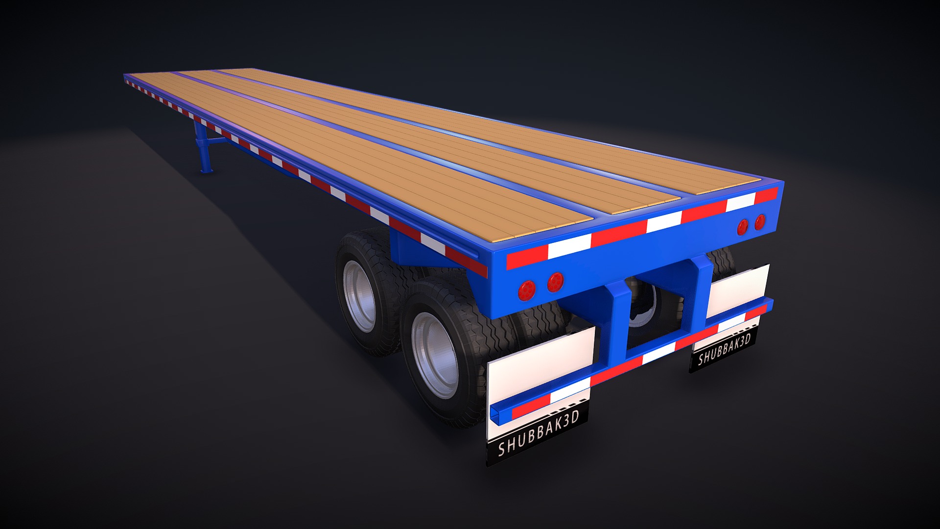 3D model Flatbed Trailer - This is a 3D model of the Flatbed Trailer. The 3D model is about a toy airplane on a black background.