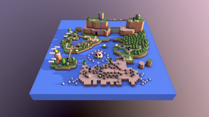 Super Mario World Map 3D Model