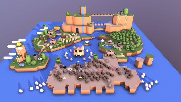 Super Mario World Map 3D Model