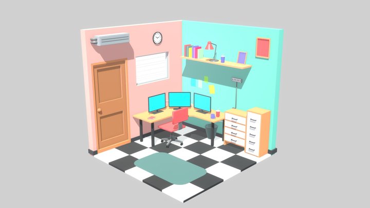 Low-poly SImple 3D Room Model 3D Model