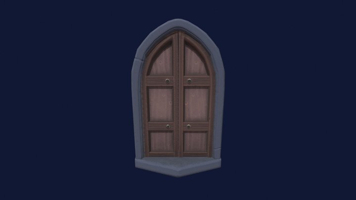 Low Poly Stylized Door 3D Model