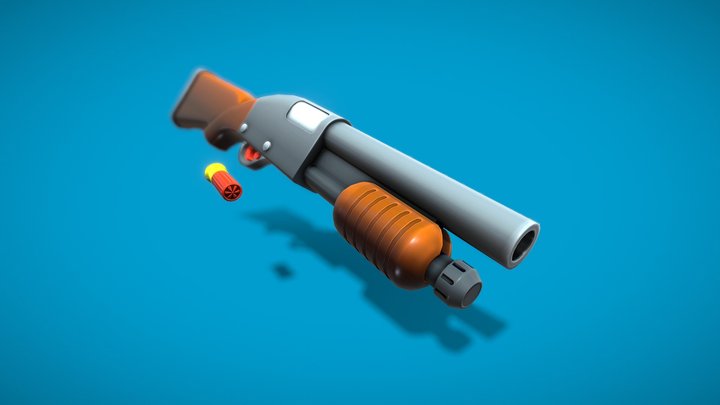 Stylized pump action shotgun 3D Model