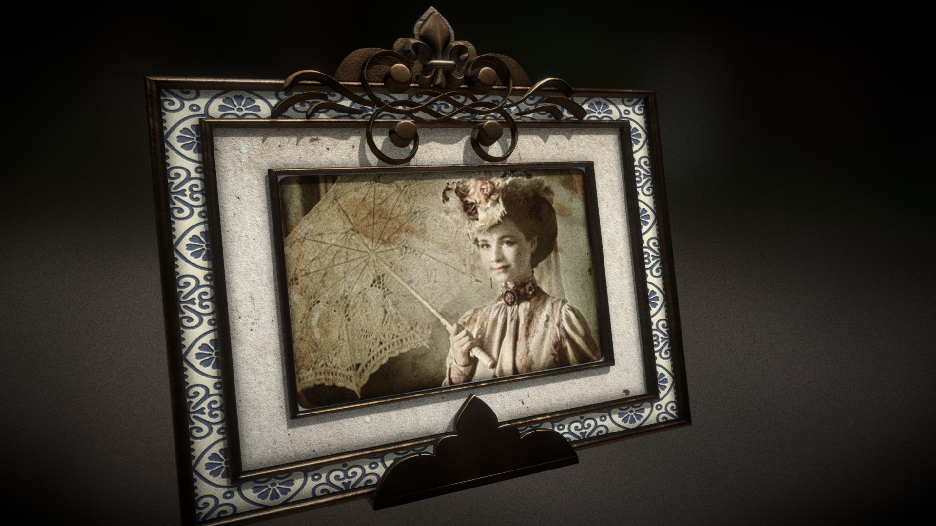 3D model Vintage Photo Frame - This is a 3D model of the Vintage Photo Frame. The 3D model is about a framed picture of a person.