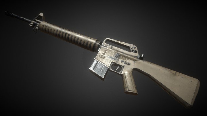 M16A2 Assault Rifle Desert Camo | Low Poly 3D Model