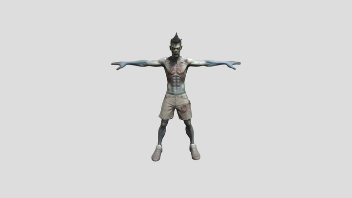 mutated male zombie character aged about 20 3D Model