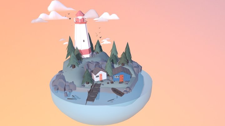 Diorama . Scandinavian island 3D Model