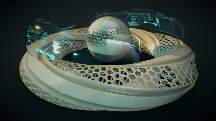 Futuristic design quantum supercomputer 3D Model
