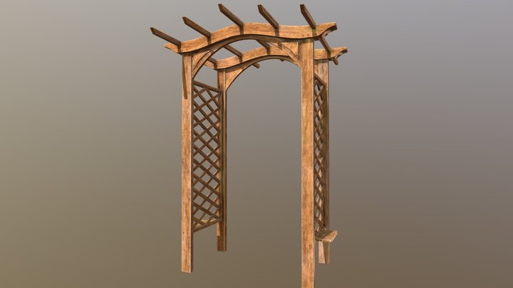 Outdoor Wooden Arch 3D Model