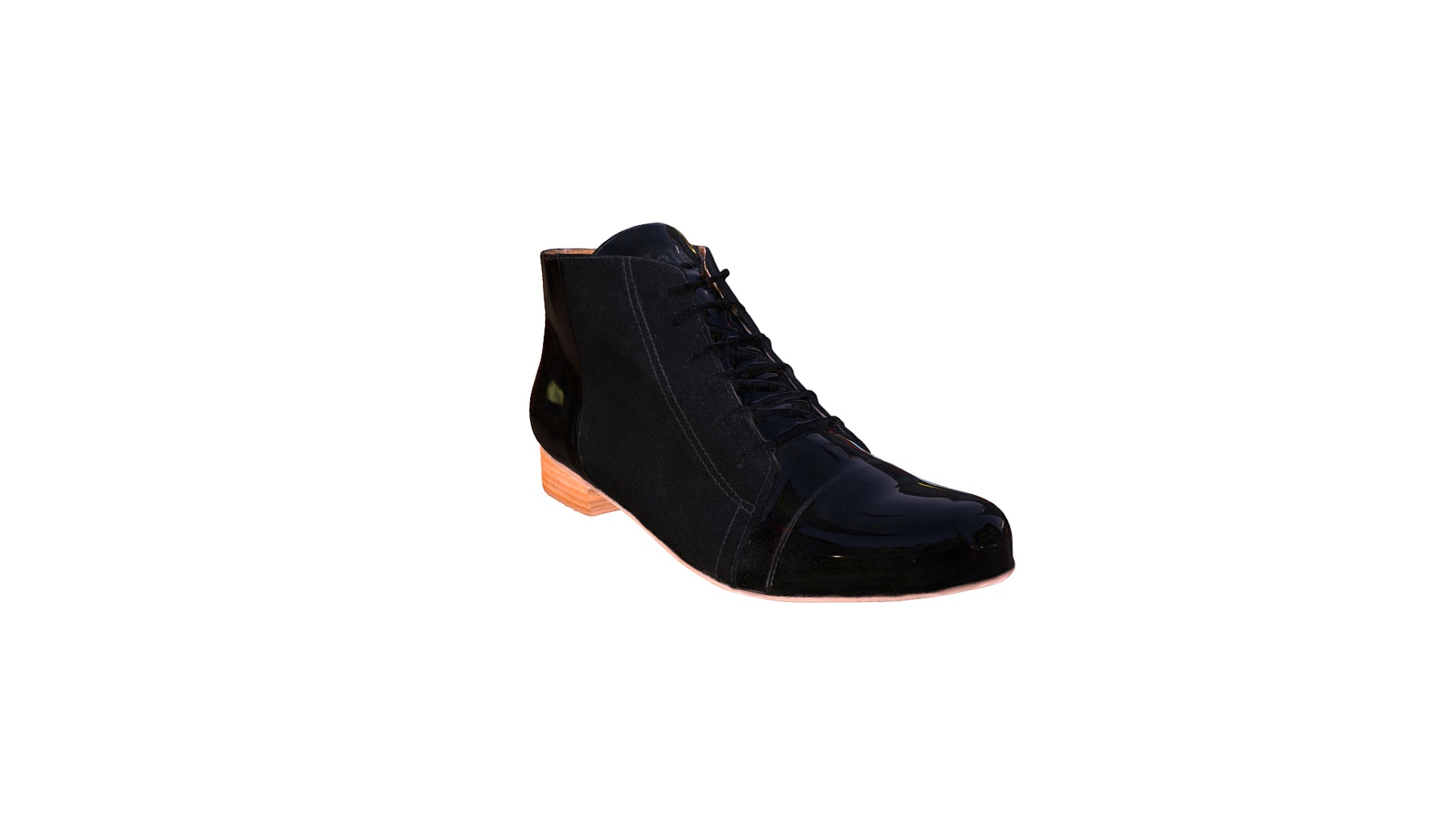 3D model Zapato Nain Negro Brillo - This is a 3D model of the Zapato Nain Negro Brillo. The 3D model is about a black shoe with a white background.