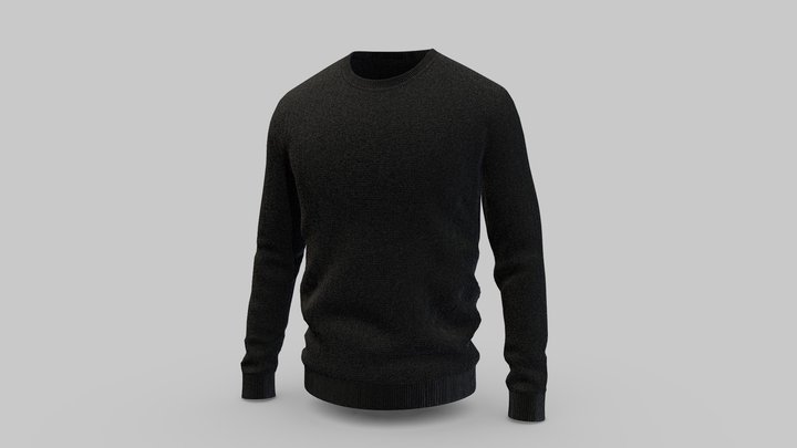 Sweater full sleeves Black 3D Model