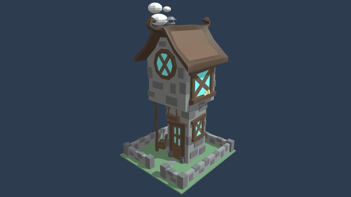 Lowpoly Wizard House 3D Model