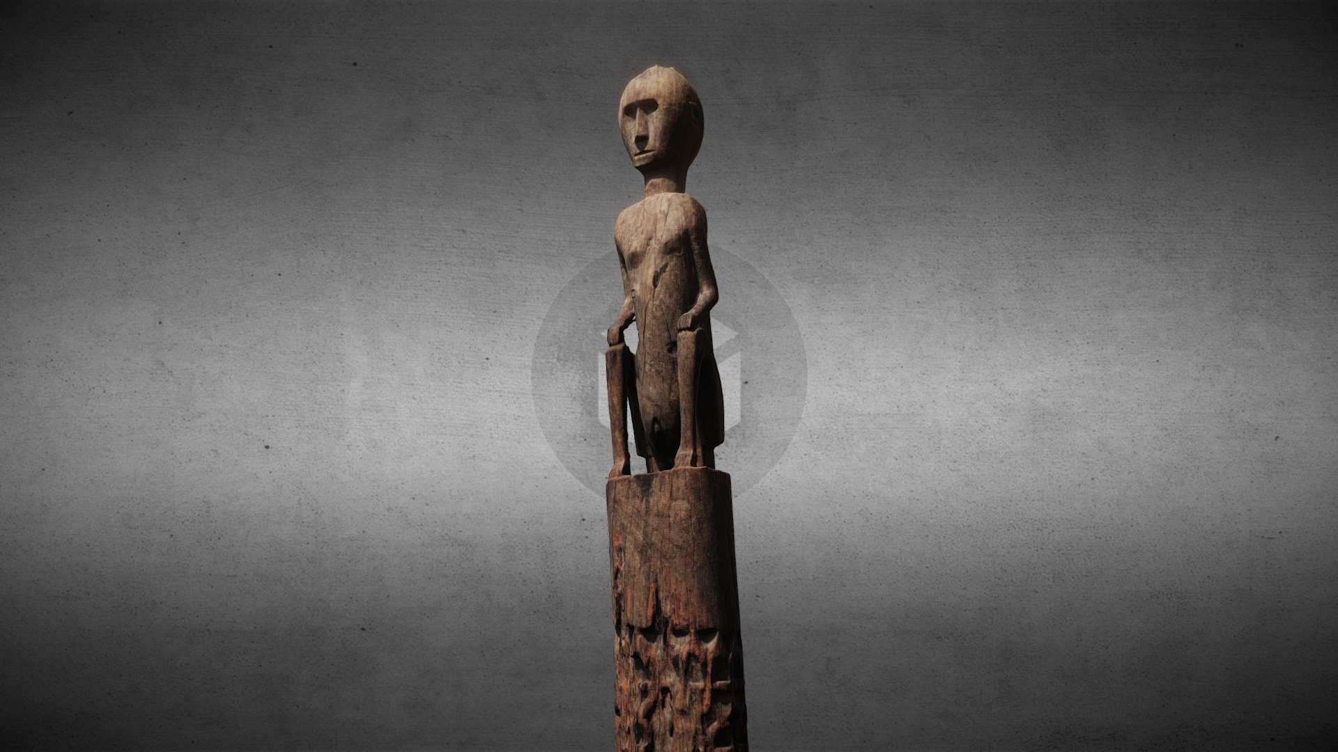 Protective post with female figure — Sketchfab embed 3D viewer